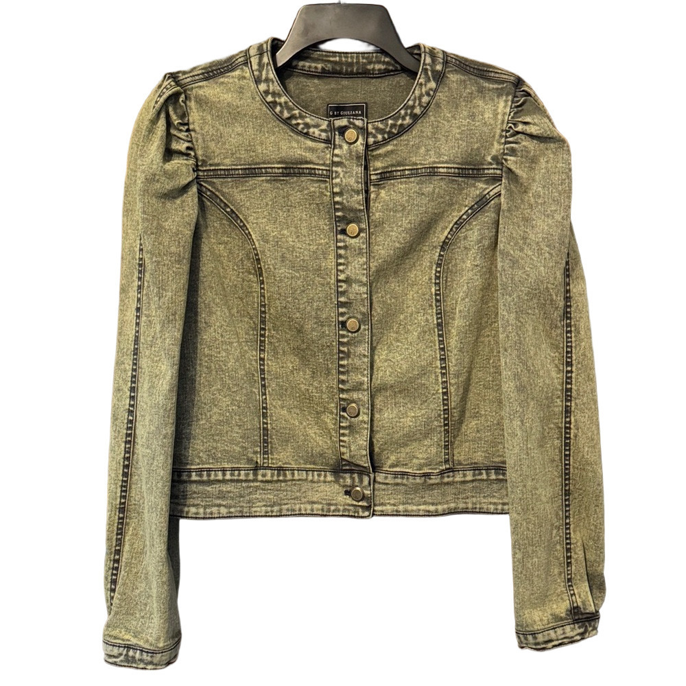 G BY Giuliana Green Moon-Washed Denim Jacket Size S